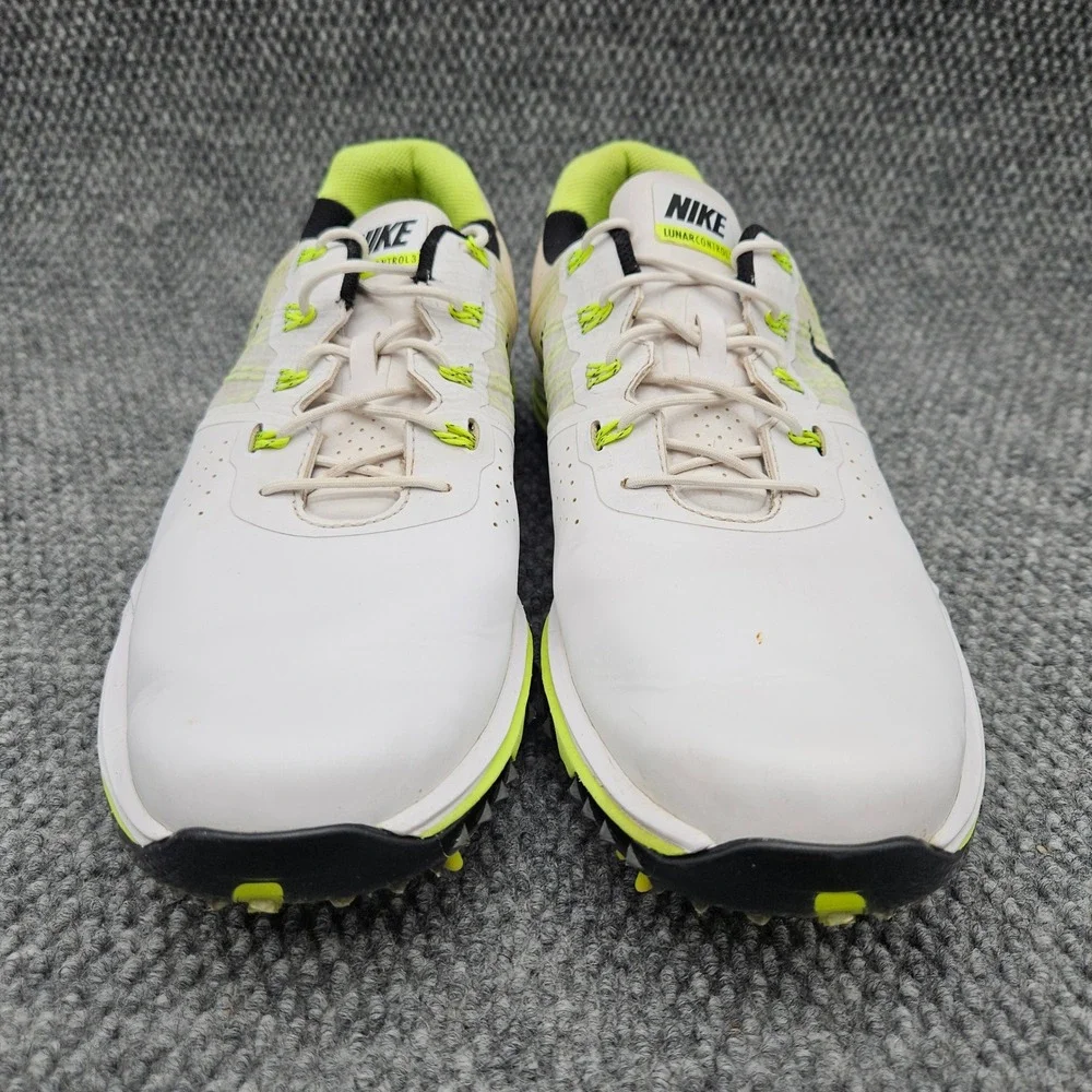 Nike (Men's 12) White Volt Lunar Control 3 Spiked Golf Shoes Lace Up 704665-102